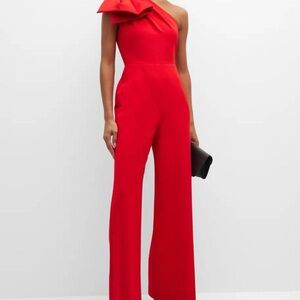 Milly Knox One-Shoulder Wide Leg Jumpsuit | Red | Size 0